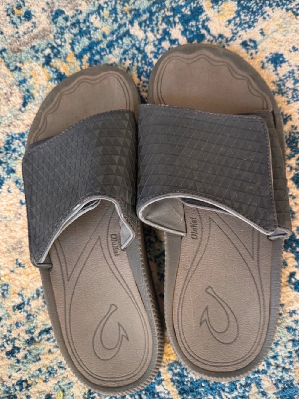 Olukai Sandals Blue Grey Halo Olu Slides Mens Size 9 Summer Outside Sandal